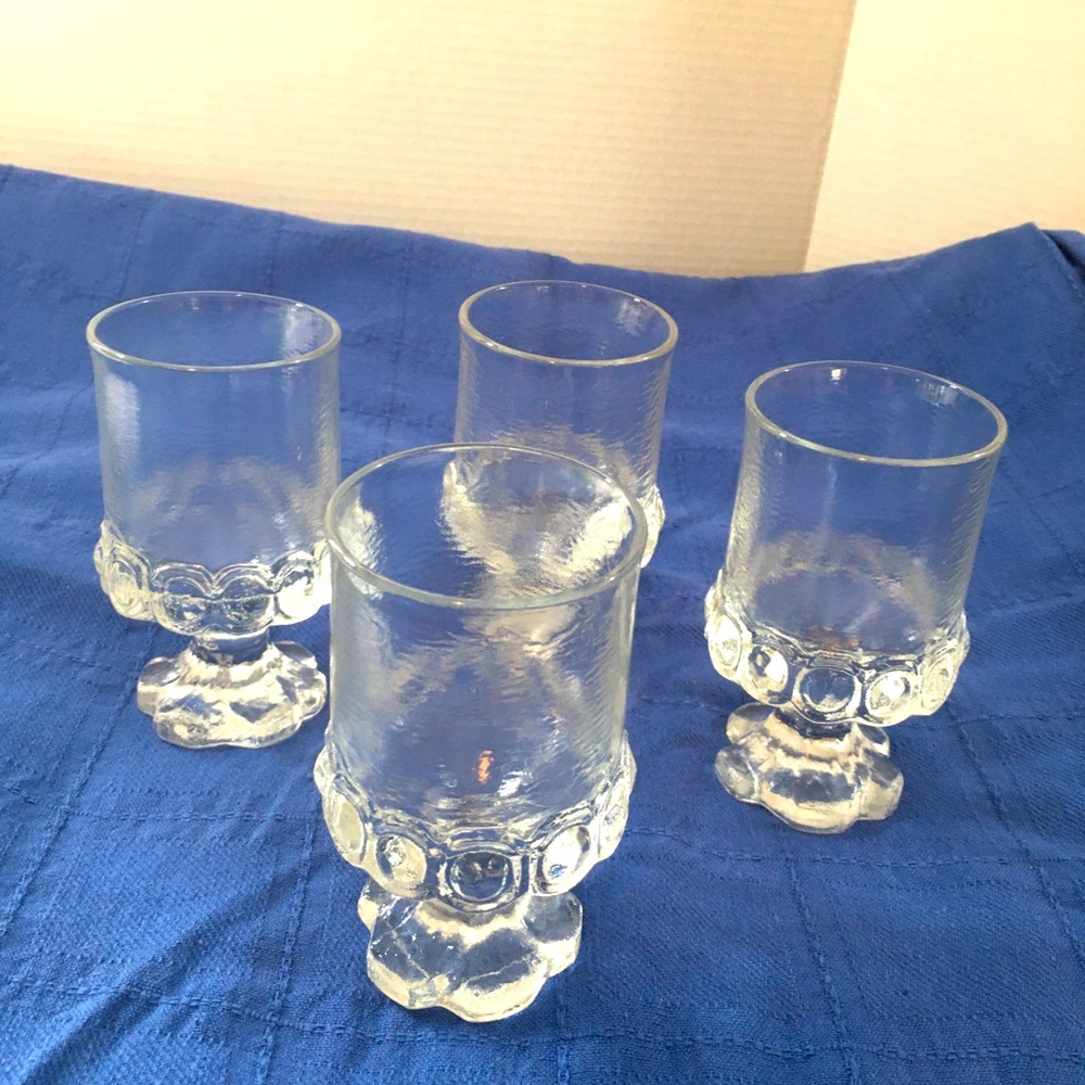 Vintage Tiffin Franciscan clear drink goblets set of 4.